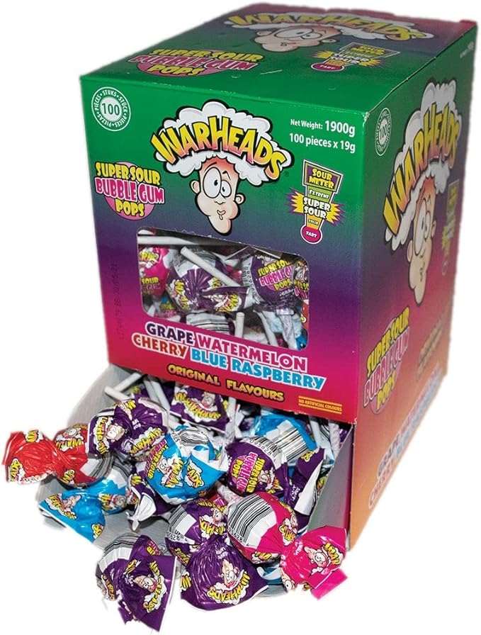 WarHeads SuperSour Bubblegum Pops (sold Individually)