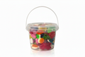 Jelly bean bucket on white background