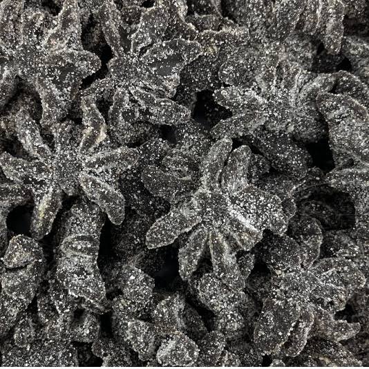Sugared Black Spiders 100G