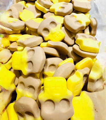 Swedish style candy Banana Toffee skulls 100G